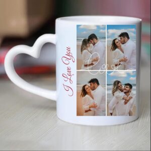 White Heart Handle Mug