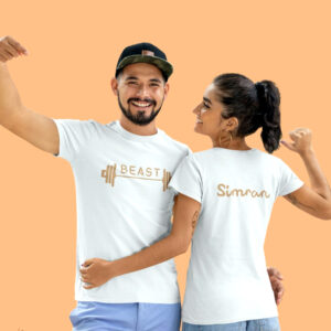 Front & Back Printed Couple's T-Shirt