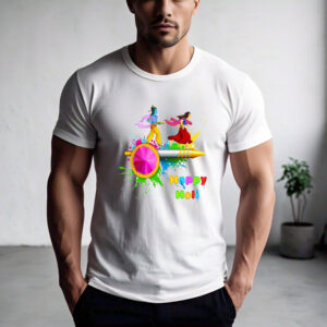 "Happy Holi" Radha Krishna Printed T-Shirt