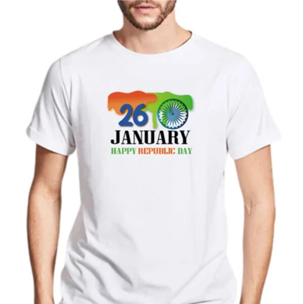 Proud Indian Republic Day white t-shirt with tricolor print