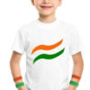 kids tricolor republic day t shirt with orange green wave design